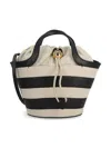 Furla Striped Drawstring Tote Bag In Black Tones