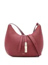 Furla Textured Leather Shoulder Bag With Gold Hardware In Red