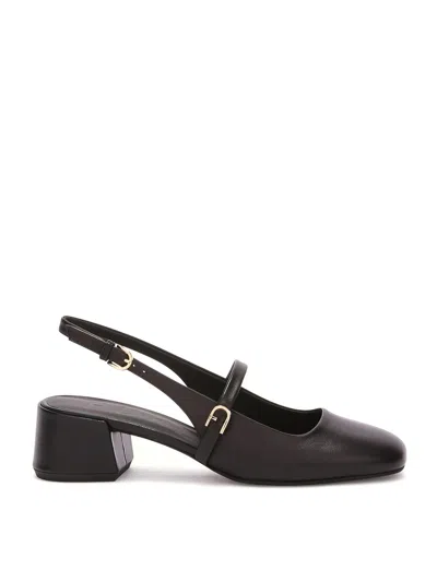 Furla Mary Jane Shoe In Black Leather
