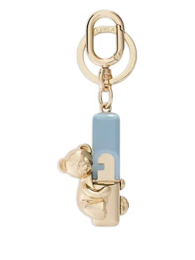 Furla Bear-detail Logo Keyring In Gold