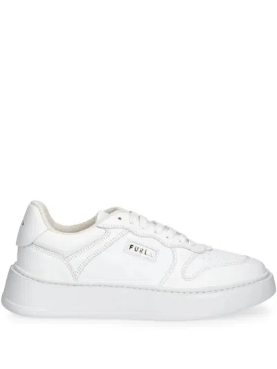 Furla Beige Lace-up Sneakers With Cushioned Sole In White