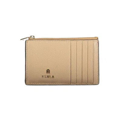 Furla Beige Leather Women Wallet In Neutral