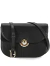 Furla Smooth Black Calf Leather Foldover Top Bag In Black