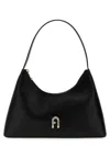 Furla Logo-plaque Leather Shoulder Bag In Black