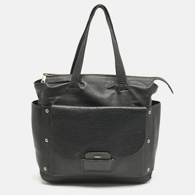 Pre-owned Furla Black Leather Adele Tote