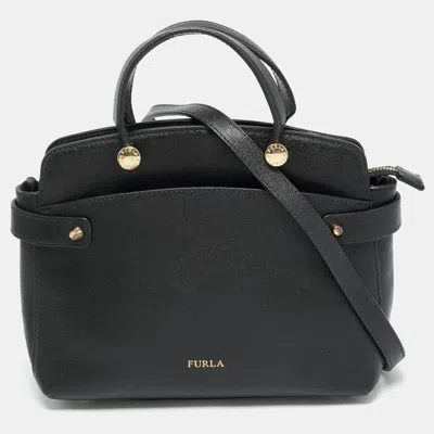 Pre-owned Furla Black Leather Agata Satchel