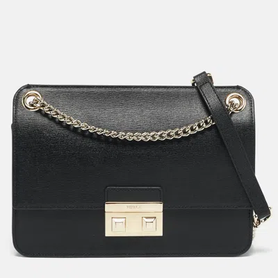 Pre-owned Furla Black Leather Bella Crossbody Bag