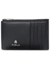 Furla Black Leather Camel Card Holder In Black