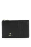 Furla Black Leather Camel Card Holder In Nero (black)