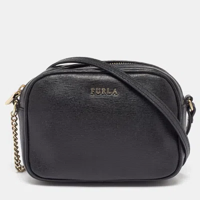 Pre-owned Furla Black Leather Camera Crossbody Bag