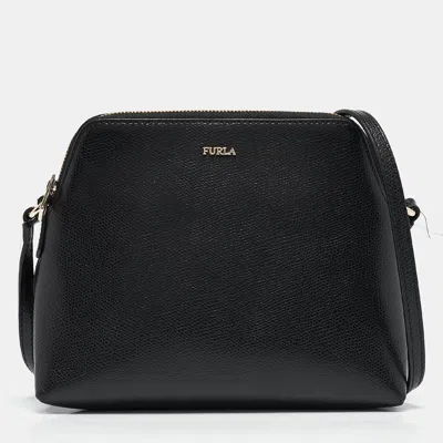 Pre-owned Furla Black Leather Dome Crossbody Bag