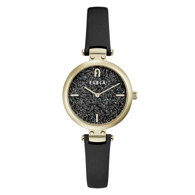Furla Black Leather Dress Watch
