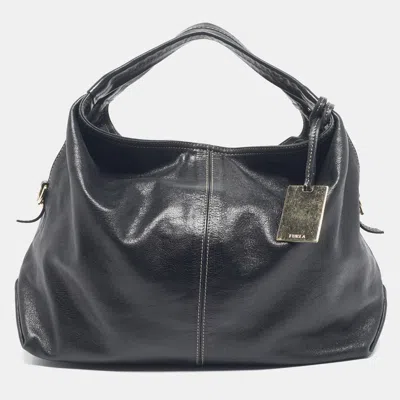 Pre-owned Furla Black Leather Elisabeth Hobo