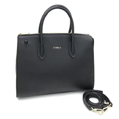 Pre-owned Furla Black Leather Handbag Shoulder Bag ()