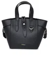 FURLA BLACK LEATHER NET MINI TOTE BAG