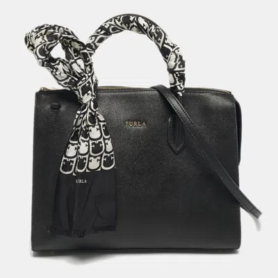 Pre-owned Furla Black Leather Zip Tote