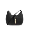 Furla Curved Black Calf Leather Shoulder Bag In Black