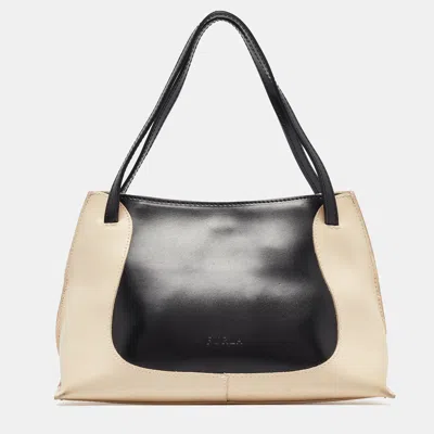 Pre-owned Furla Black/cream Leather Bag