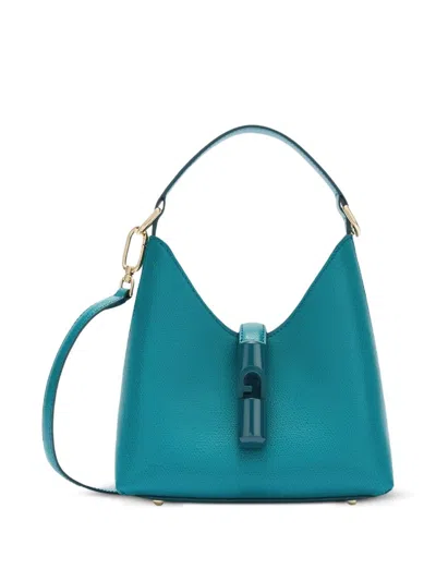 Furla Blue Leather Cylindrical Hardware Bag