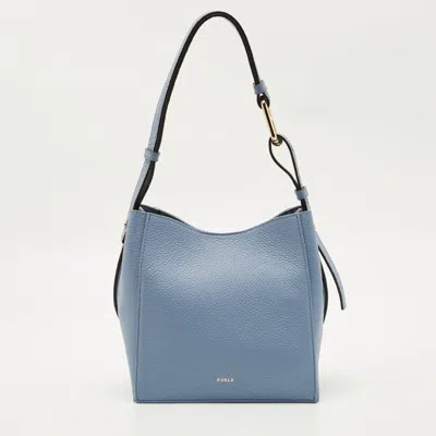 Pre-owned Furla Blue Leather Mini Nuvola Bucket Bag