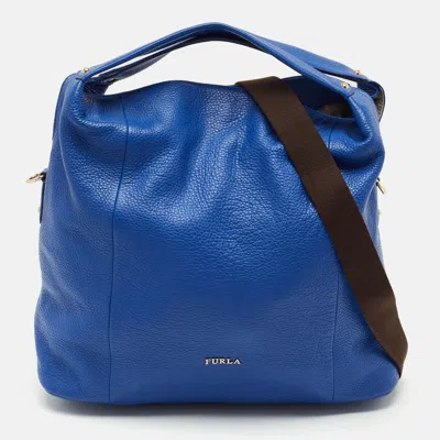 Pre-owned Furla Blue Leather Raffaella Hobo