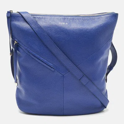 Pre-owned Furla Blue Leather Zipped Shoulder Bag