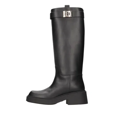 Furla Woman Knee Boots Black Size 11 Soft Leather In Nero Scuri
