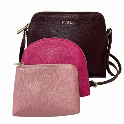 Pre-owned Furla Bordeaux Pink Leather Shoulder Bag () In Bordeaux, Pink