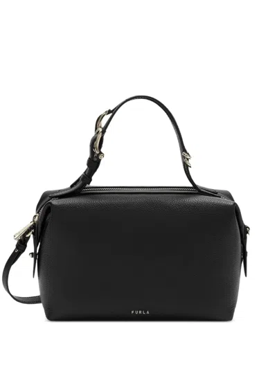 Furla Boston Double Logo Tote Bag In Black