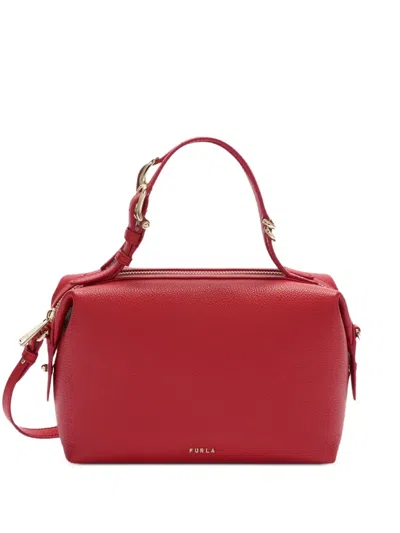 Furla Boston Leather Tote Bag In Red
