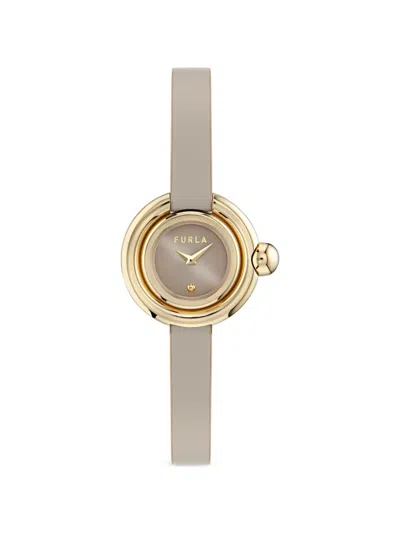 Furla Brown Dial 30mm Watch In Gold