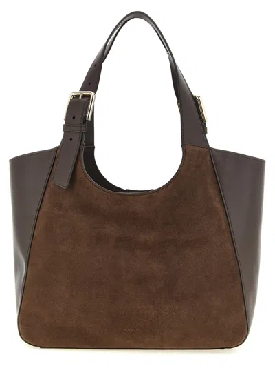 Furla Brown Dora Medium Tote In Black