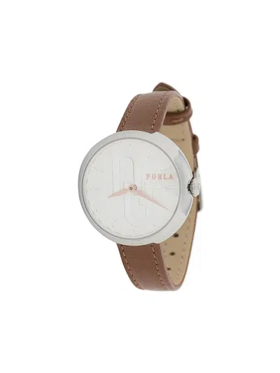 Furla Bubble Leather Strap Watch In Brown