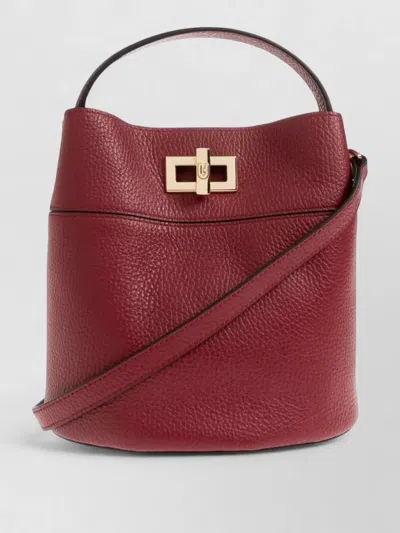 Furla Bucket Bag Crossbody Strap Gold Tone Hardware In Red
