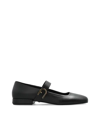 Furla Buckle-strap Ballets Shoes In Black
