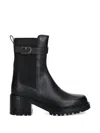 Furla Buckle Strap Boots In Black