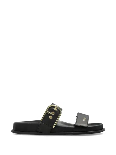 Furla Solea Flat Open Toe Sandal Hardware In Black