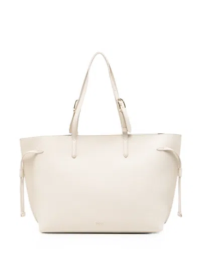 Furla Buckle-detail Grained Leather Tote Bag In Neutral