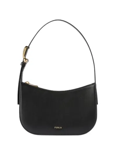 Furla Buckle-detail Leather Shoulder Bag In Black