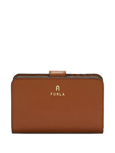 Furla Camelia Compact Leather Wallet In Brown