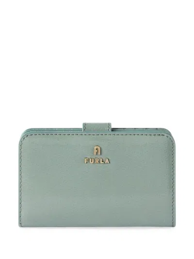 Furla Camelia Portafoglio Compatto M Winter Sky Blu Pelle Testurizzata Verniciata Ares Donna In Blue