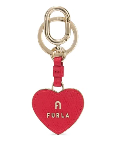 Furla Camelia Heart-shaped Keyring In Red