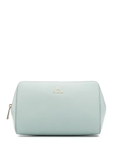 Furla Camelia L Leather Makeup Bag In Blue