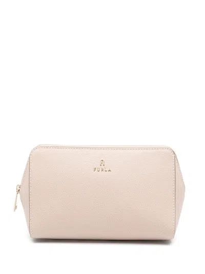 Furla Camelia L Leather Makeup Bag In Pink