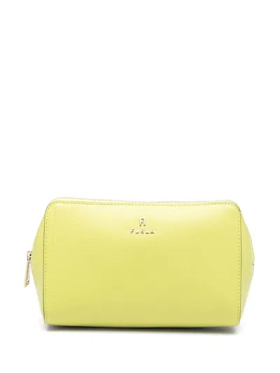 Furla Camelia L Leather Makeup Bag In Yellow