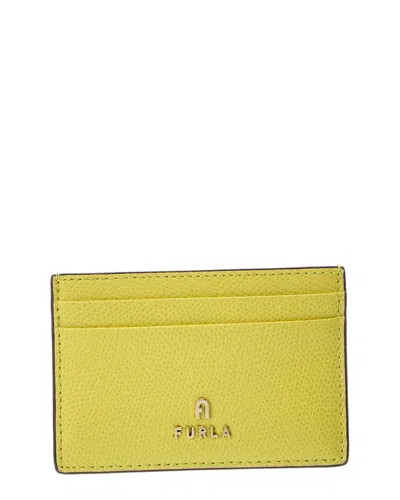 Furla Camelia Leather Card Case In Yellow