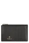 Furla Camelia Logo Plaque Zipped Medium Card Holder In Black