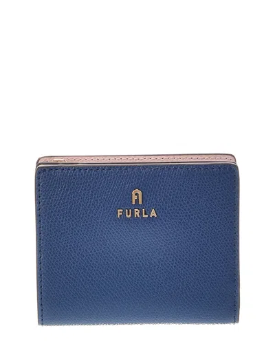 Furla Camelia Leather Compact Wallet In Blue