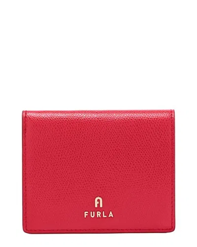 Furla Camelia Leather Compact Wallet In Red