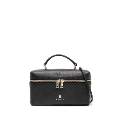 Furla Camelia Leather Mini Bag In Black